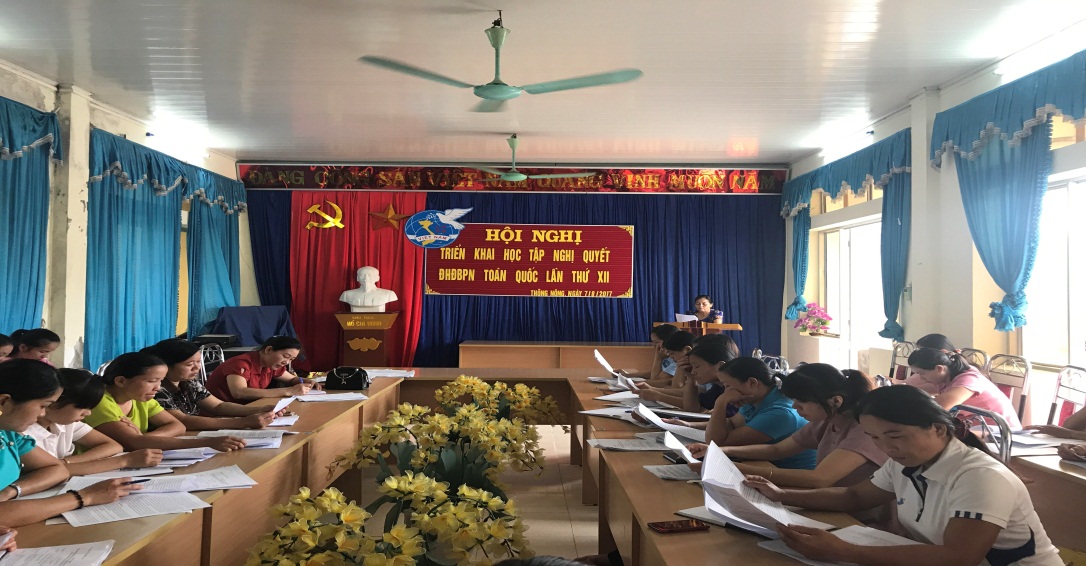Hội LHPN huyện Thông Nông  tổ chức Hội nghị triển khai học tập Nghị quyết Đại hội đại biểu phụ nữ toàn quốc lần thứ XII