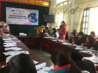 Đ/c Nguyễn Thị Út – Phó trưởng phòng Giáo dục & Đào tạo  huyện Hòa An phát biểu tham luận tại Hội thảo