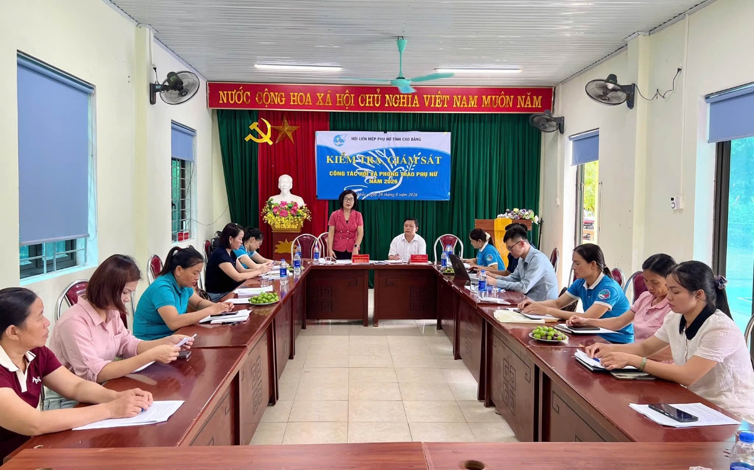 Hội LHPN tỉnh Cao Bằng kiểm tra, giám sát công tác Hội và phong trào phụ nữ tại xã Lý Quốc.